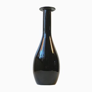 Jarrón italiano vintage de vidrio opalino negro de Stelvia, años 70