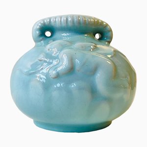 Danish Light Blue Ceramic Cherub Vase by Michael Andersen, 1940s