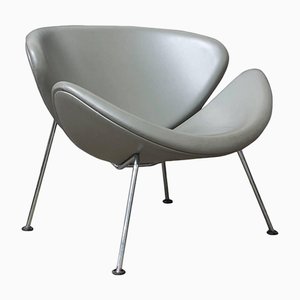 Silbergrauer Slice Chair aus Leder von Pierre Paulin für Artifort, 1960er