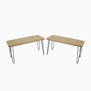 Oak Coffee Table on Hairpin Legs, 1960s, Set of 2
