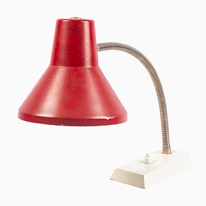 Red Metal Table Lamp, 1950s