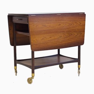 Desserte en Bois avec Plateau en Formica Noir par Ludvig Pontoppidan, 1950s