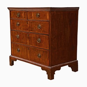 Antique Georgian Crossbanded Walnut and Oak Chest of Drawers