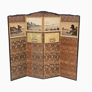 Antiker viktorianischer Chinoiserie Mahagoni Wandschirm, 1900er