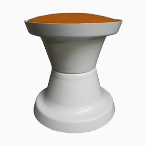 Vintage Stool with Orange Seat, 1970s