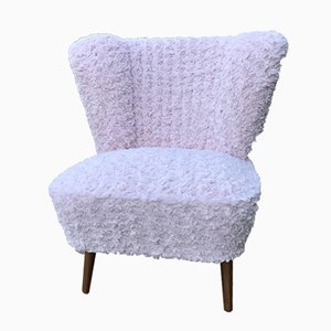 Mid-Century Pink Faux Fur Cocktail Chair