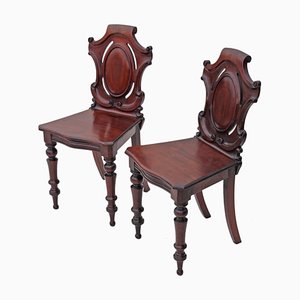 19th Century Victorian Carved Mahogany Side Chairs, Set of 2