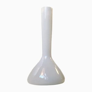 Modernist White Opaline Glass Vase by Jacob E. Bang for Holmegaard, 1950s