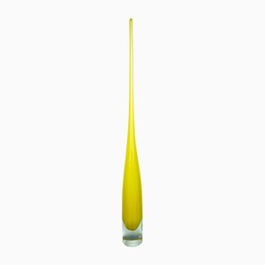 Yellow Blown Murano Glass Flute Vase by Beltrami for Made Murano Glass, 2019