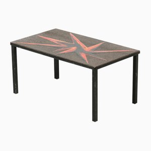 Small Enameled Lava Stone Side Table, 1960s
