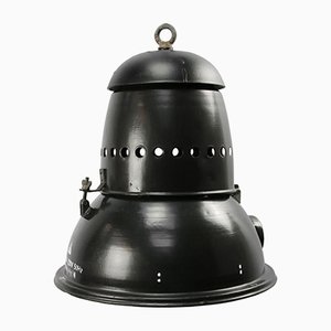 Grande Lampe à Suspension Vintage en Émail Noir