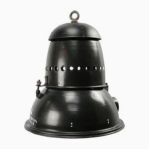 Large Vintage Black Enamel Pendant Light