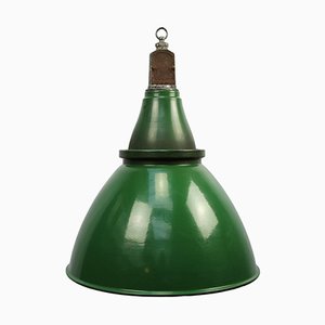 Lampe à Suspension Industrielle Vintage en Émail Vert