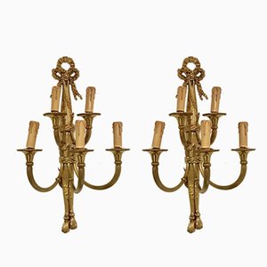 Grandes Appliques Vintage en Bronze Doré, 1970s, Set de 2