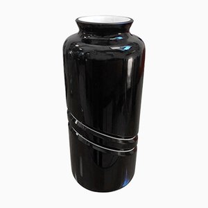 Vintage Black & White Murano Glass Vase from De Majo Murano, 1970s