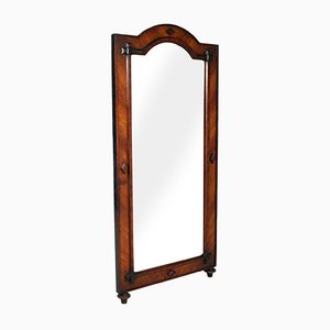 Large Antique Solid and Walnut Veneer Floor Mirror