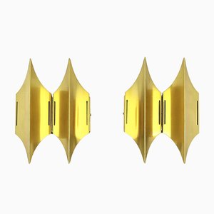 Scandinavian Model Gothic II Brass Sconces from Lyfa, 1960s, Set of 2