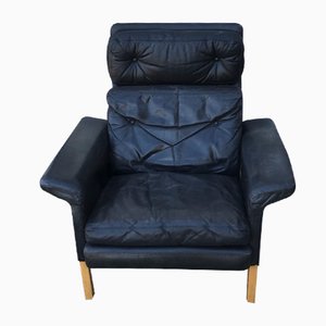 Mid-Century Black Leather Highback Lounge Chair by Hans Olsen for CS Mobelfabrik, 1960s