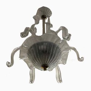 Lámpara de araña Mid-Century moderna de cristal de Fritz Kurz para Orrefors