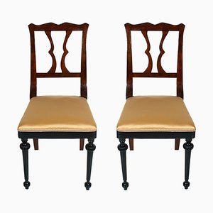 Art Nouveau French Mahogany Side Chairs, Set of 2