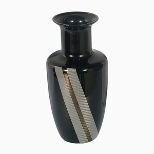 Schwarze Vase aus Muranoglas, 1960er