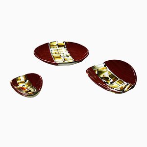 Murano Glass Red Pope Plates by Stefano Birello for VeVe Glass, 2019, Set of 3