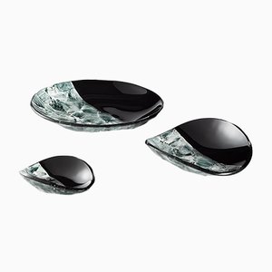 Centros de mesa Baccan de cristal de Murano negro de Stefano Birello para VeVe Glass, 2019. Juego de 3