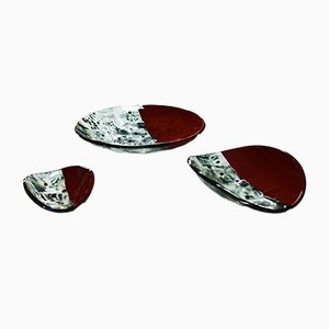 Centres de Table Baccan Rouges en Verre de Murano par Stefano Birello pour VeVe Glass, 2019, Set de 3