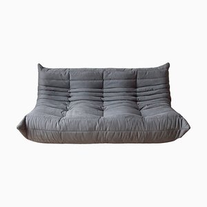 Graues Togo 3-Sitzer Sofa aus Mikrofaser von Michel Ducaroy für Ligne Roset