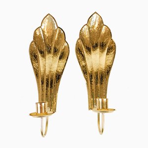 Brass Wall Candle Holders by Lars Holmström for Holmström Arvika, 1960s, Set of 2