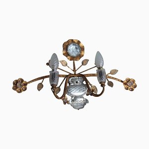 Aplique grande de cristal y metal chapado en oro de Maison Jansen, años 70