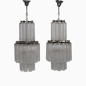 Murano Glass Chandeliers from Venini, 1960s, Set of 2