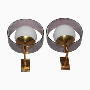 Vintage Acrylic Glass, Brass & Glass Sconces from Stilux, Set of 2