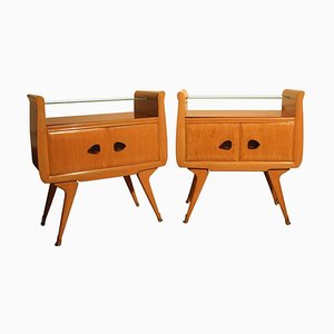 Mid-Century Italian Maple Nightstands, 1950s, Set of 2