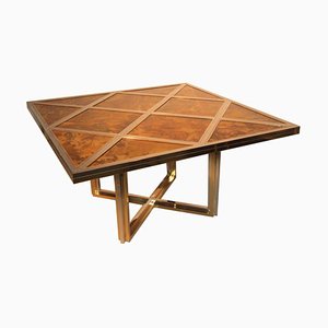 Square Italian Brass & Steel Table by Romeo Rega for Metalarte, 1970s