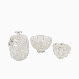 Art Deco Crystal Bowls by Simon Gate for Orrefors, 1960s, Set of 3