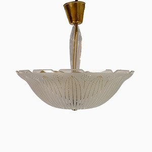 Lampada da soffitto grande in vetro strutturato di Carl Fagerlund per Orrefors, Svezia, anni '50