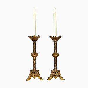 Lámparas de mesa francesas estilo gótico, década de 1850. Juego de 2