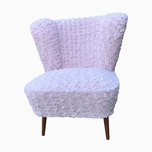 Vintage Pink Faux Fur Cocktail Chair, 1950s