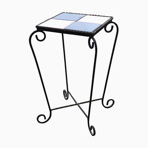 Small Hungarian Hand-Hammered Iron Side Table, 1950s