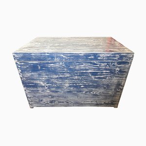 Antique Blue & White Painted Chest