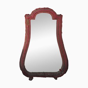 Antique Baroque Claret Velvet Mirror, 1790s