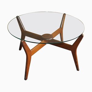 Mid-Century Glass & Teak Coffee Table