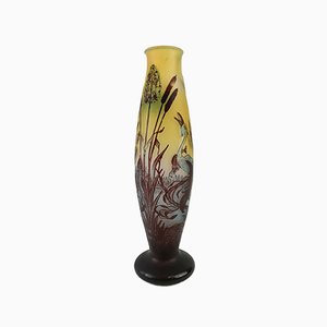 Vase Art Nouveau en Verre Sculpté, Suède