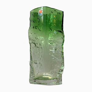 Grüne Vintage Vase aus Eisglas von Kaj Blomqvist für Kumela, 1970er