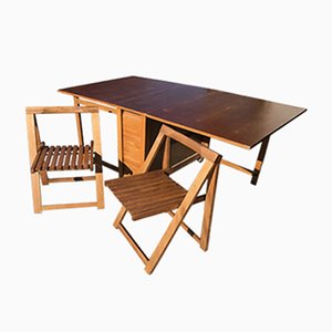 Klappbarer Esstisch & 2 Stühle, 1960er, 3er Set