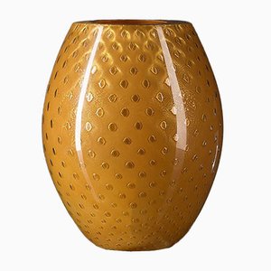 Italienische ovale Murano Glasvase in Gold / Orange von Marco Segantin für VGnewtrend