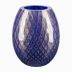 Ovale Mocenigo Vase aus Muranoglas in Gold & Blau von Marco Segantin für VGnewtrend