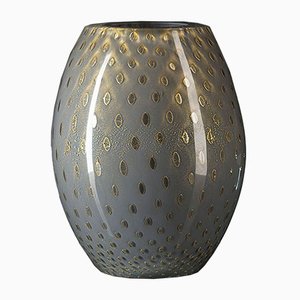 Ovale Mocenigo Vase aus Muranoglas in Gold & Hellgrau von Marco Segantin für VGnewtrend