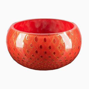 Red & Gold Murano Glass Mocenigo Bowl by Marco Segantin for VGnewtrend